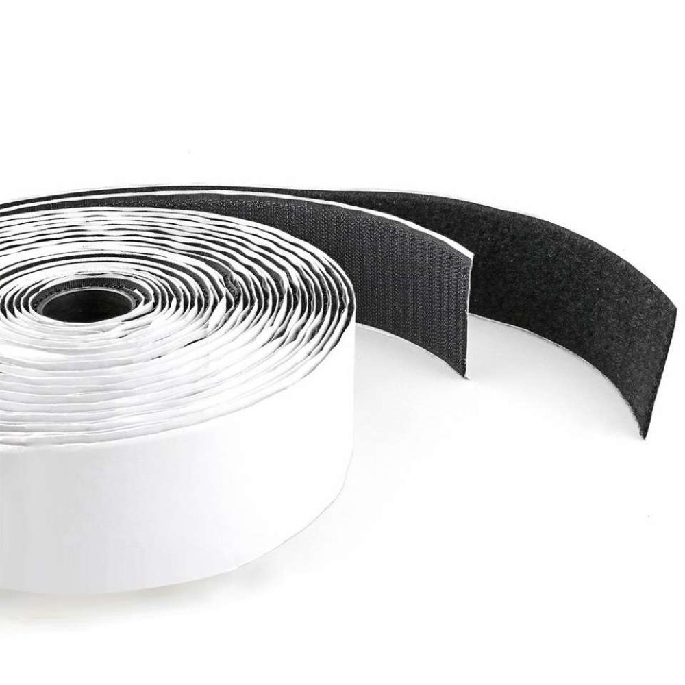 Velcro/Velcro tape, self-adhesive, thickness 2 cm, black, 25 m/ 1 pack  [HOB-775042] - Packlinq
